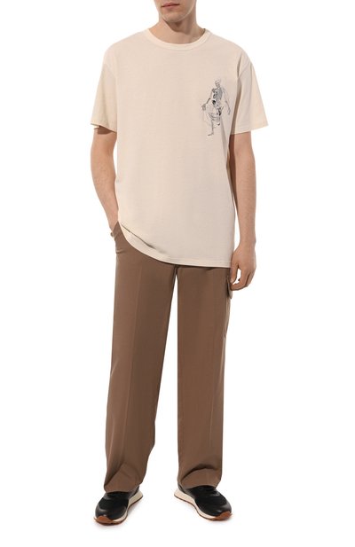 Хлопковая футболка ALEXANDER MCQUEEN бежевого цвета по цене 47500 руб., арт. 710937/QTZ32, фото 2 Хлопковая футболка ALEXANDER MCQUEEN, арт. 710937/QTZ32, фото 2