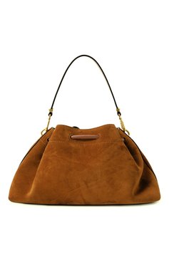 Женская сумка cinch medium JIMMY CHOO коричневого цвета, арт. B0N B0N BCKT E/W/SUE | Фото 6 (Драгоценные камни: Проставлено; Материал сплава: Проставлено; Размер: medium; Материал: Натуральная кожа, Натуральная замша; Ремень/цепочка: На ремешке)