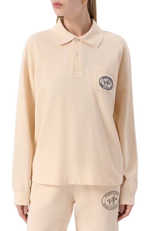 Хлопковое поло Sporty and Rich T0086612244CR01 Кремовый  T0086612244CR01 Фото 3