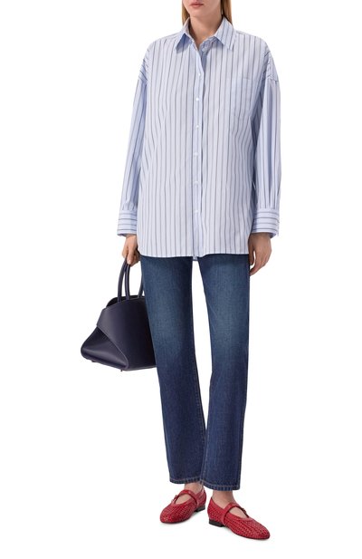 Хлопковая рубашка WEEKEND MAX MARA голубого цвета по цене 29950 руб., арт. AM0UR, фото 2 Хлопковая рубашка WEEKEND MAX MARA, арт. AM0UR, фото 2