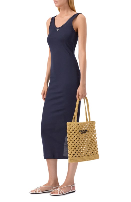 Хлопковое платье Prada 33591/14L0 Синий  33591/14L0 Фото 2
