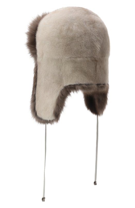 Меховая шапка-ушанка из норки и соболя VICTORIA KUSENKOVA 092003436093 Бежевый  092003436093 Фото 2