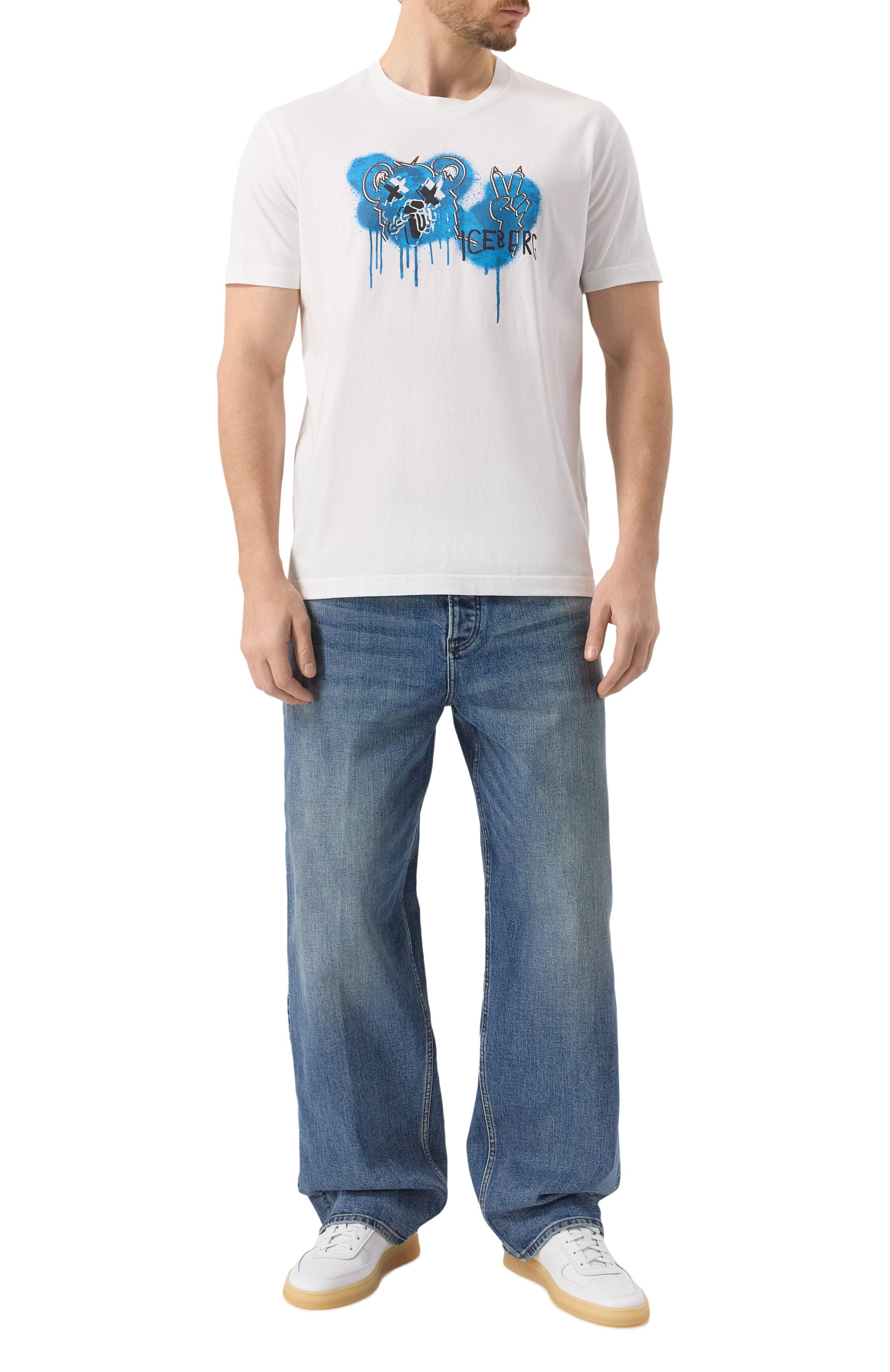 Хлопковая футболка ICEBERG белого цвета по цене 16450 руб., арт. F043/6306, фото 2 Хлопковая футболка ICEBERG, арт. F043/6306, фото 2