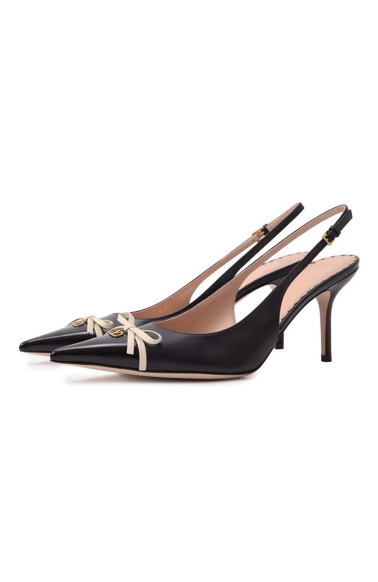 Женские кожаные туфли bepointy 80 VALENTINO черного цвета, арт. 6W2S0LQ1/DAL | Фото 1 (Материал внутренний: Натуральная кожа; Каблук высота: Высокий; Подошва: Плоская; Материал внешний: Натуральная кожа; Каблук тип: Шпилька; Женское Кросс-КТ: Слингбэки)