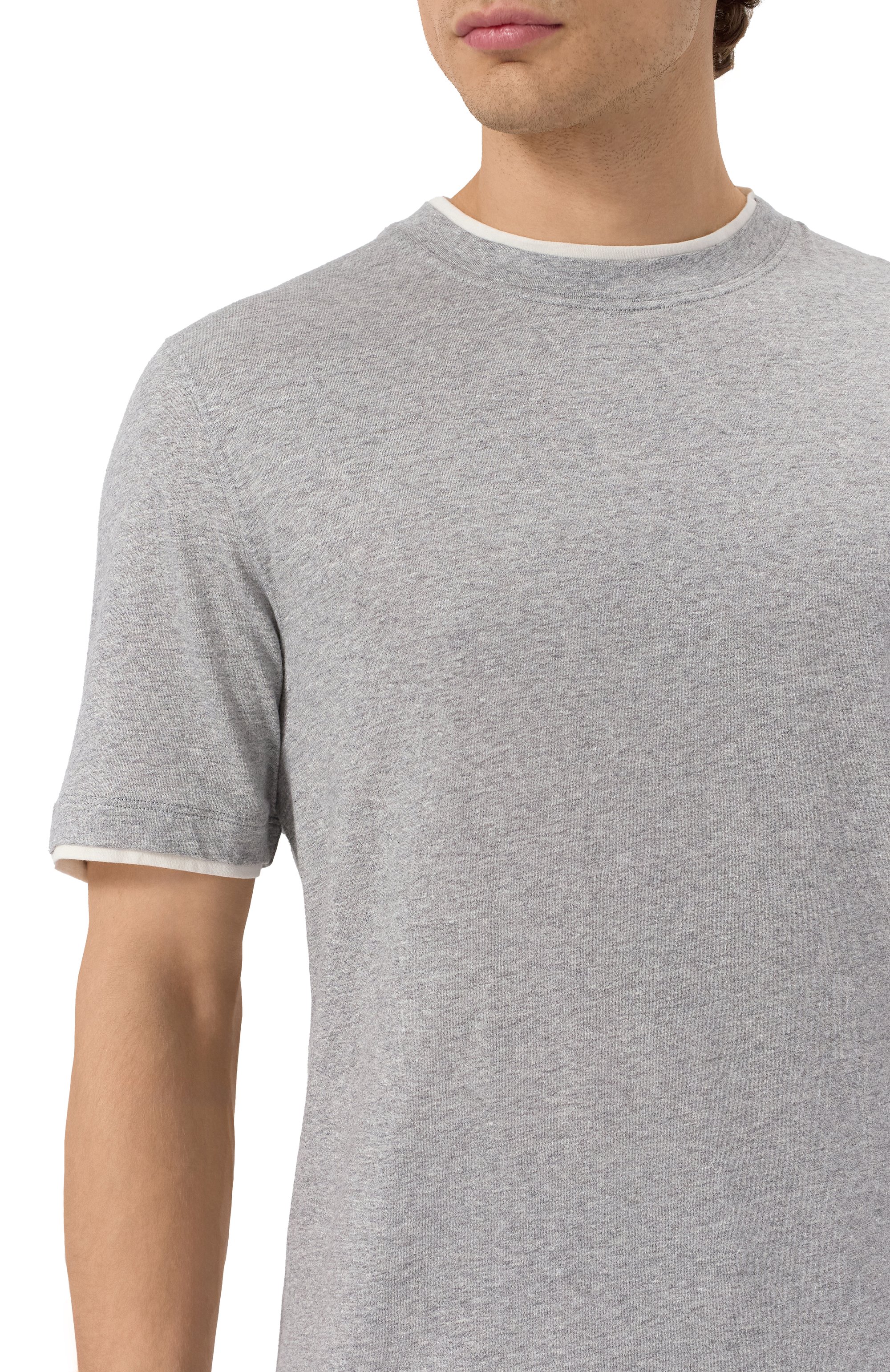 Футболка изо льна и хлопка BRUNELLO CUCINELLI, арт. MW8357427, фото 5