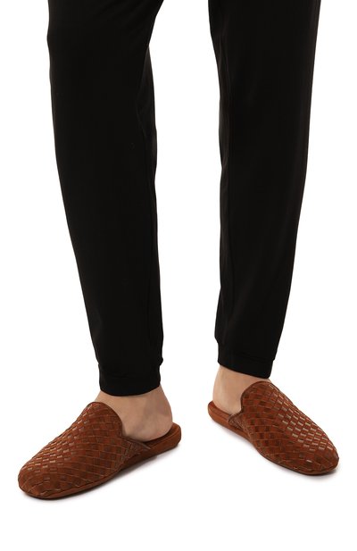 Замшевые домашние туфли HOMERS AT HOME коричневого цвета по цене 19750 руб., арт. 16097/NAPPA+SUEDE, фото 3 Замшевые домашние туфли HOMERS AT HOME, арт. 16097/NAPPA+SUEDE, фото 3