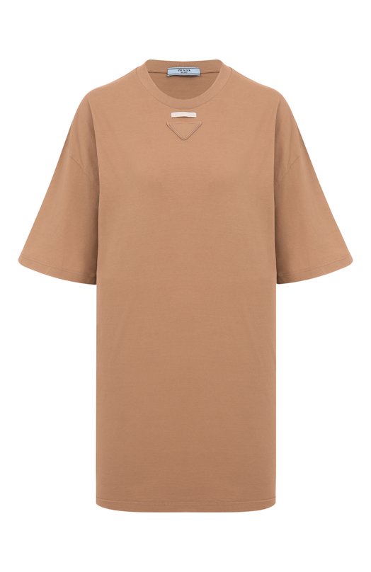 Хлопковая футболка Prada 3558A/12ZB Бежевый 3558A/12ZB
