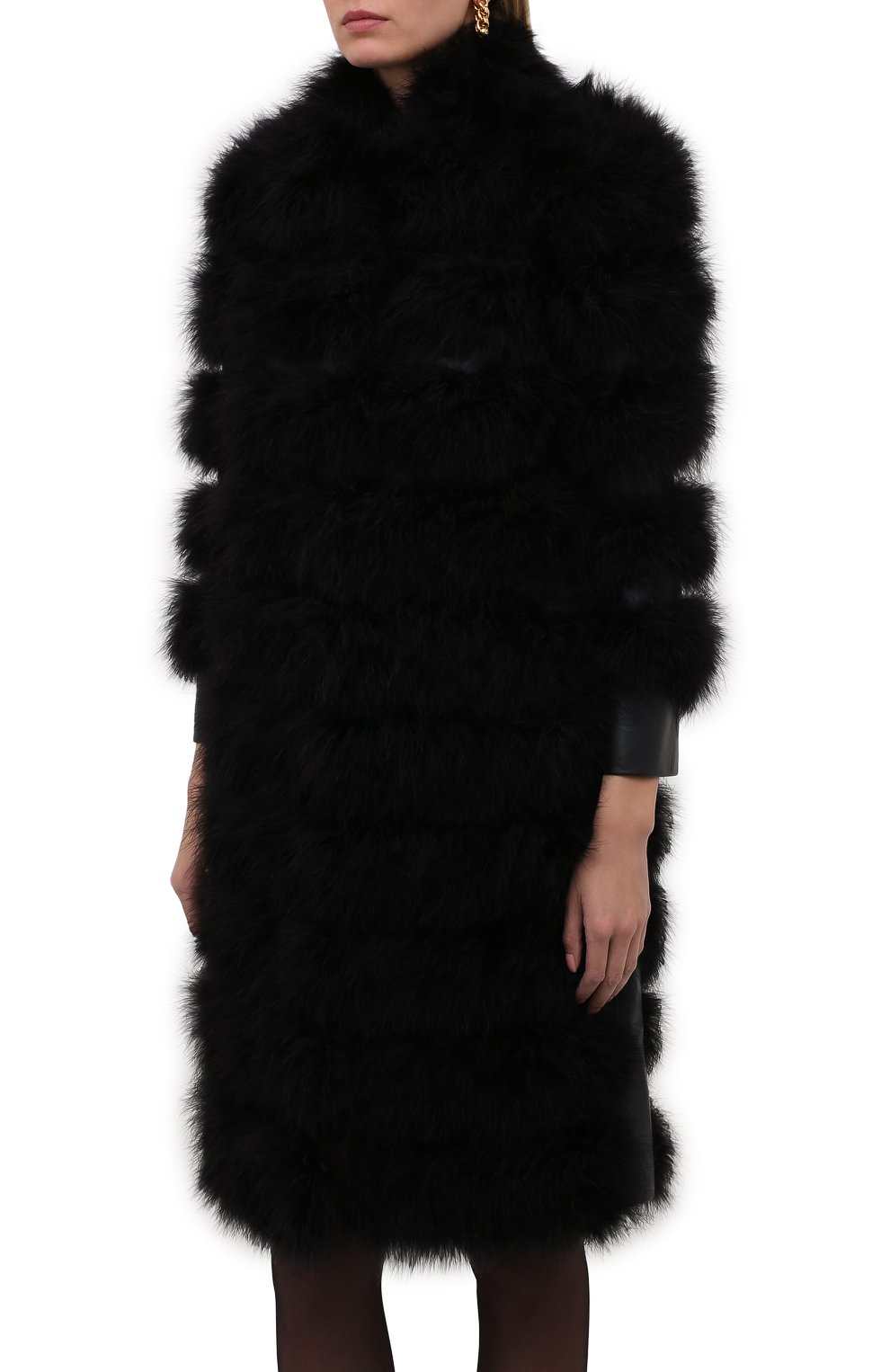 Шуба из овчины с отделкой перьями SAINT LAURENT, арт. 658391/YCET2, фото 3