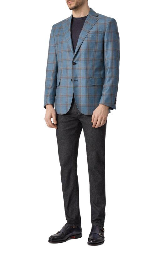 Шерстяной пиджак Corneliani 256008-2516277 Голубой  256008-2516277 Фото 2