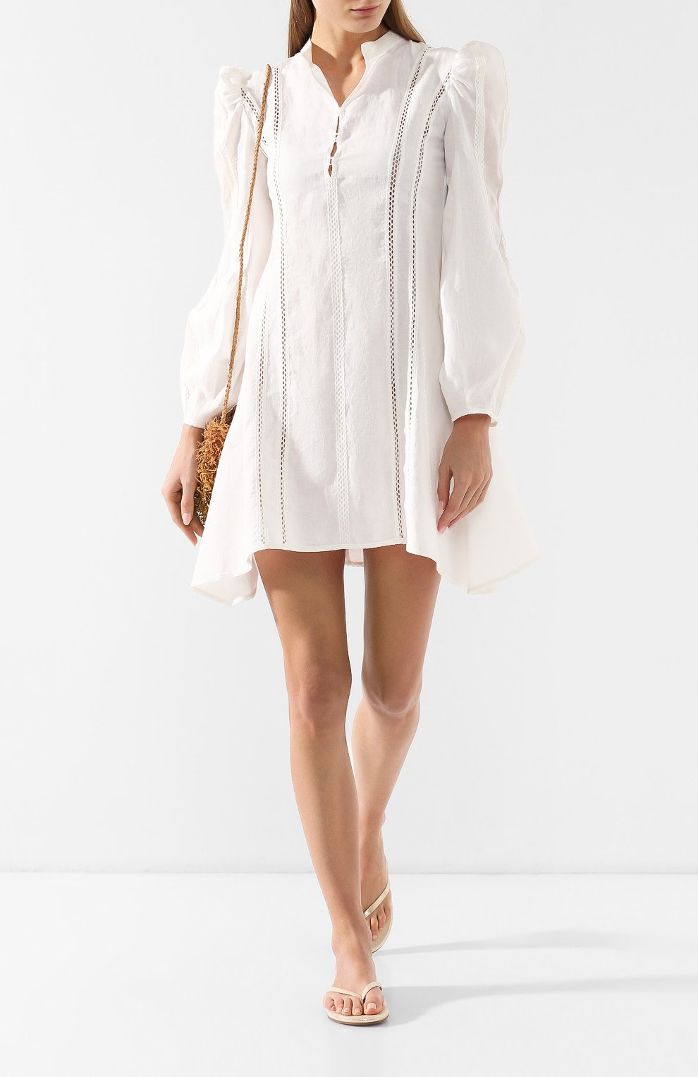 Платье из смеси хлопка и льна A MERE CO белого цвета по цене 34450 руб., арт. AMC/R19025, фото 2 Платье из смеси хлопка и льна A MERE CO, арт. AMC/R19025, фото 2