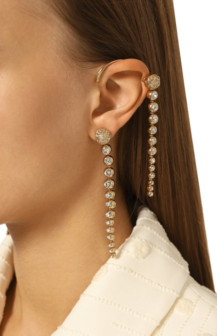 Женские серьги ELIE SAAB золотого цвета, арт. EA007 | Фото 2 (Материал сплава: Проставлено; Нос: Не проставлено; Материал: Металл)