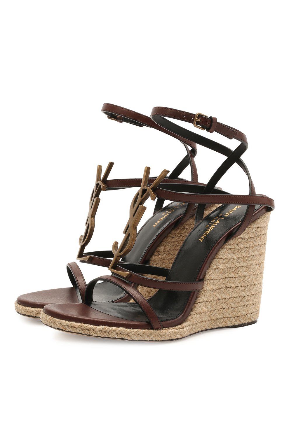Кожаные босоножки cassandra SAINT LAURENT коричневого цвета по цене 115000 руб., арт. 570599/0MUTT, фото 1 Кожаные босоножки cassandra SAINT LAURENT, арт. 570599/0MUTT, фото 1