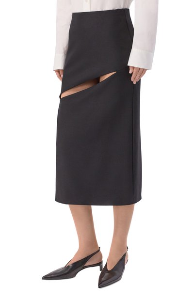 Шерстяная юбка JIL SANDER черного цвета по цене 169500 руб., арт. J03MA0294/J40330, фото 3 Шерстяная юбка JIL SANDER, арт. J03MA0294/J40330, фото 3