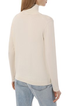 Женская водолазка из шелка и шерсти WEEKEND MAX MARA кремвого цвета, арт. KIKU | Фото 4 (Материал внешний: Шелк; Драгоценные камни: Проставлено; Длина (для топов): Стандартные; Рукава: Длинные; Материал сплава: Проставлено; Женское Кросс-КТ: Водолазка-одежда; Стили: Классический)