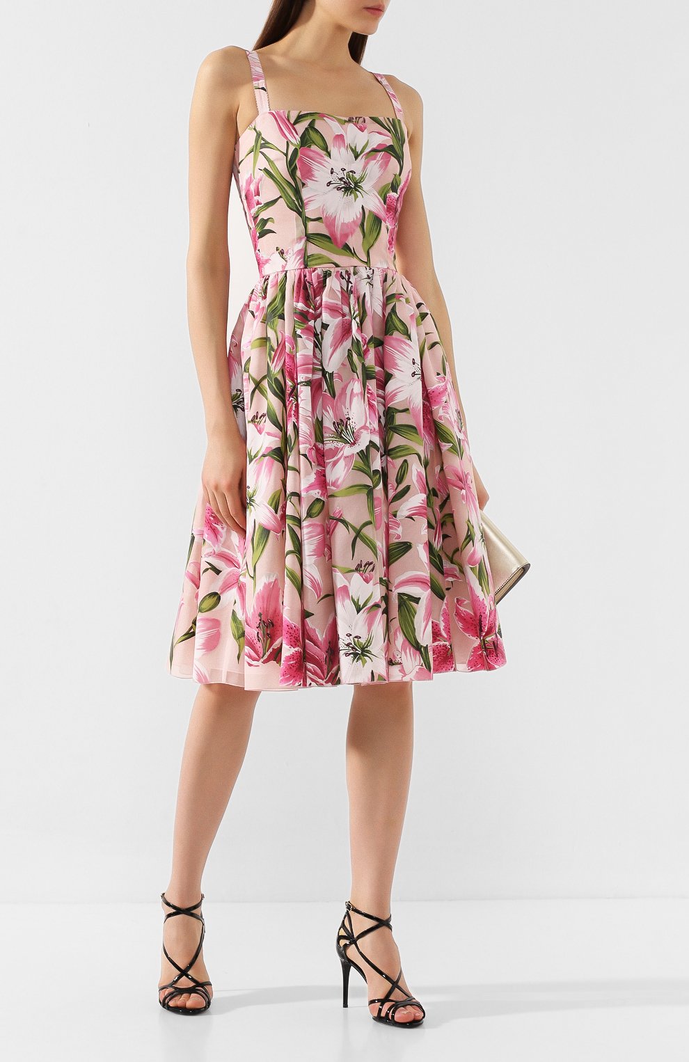 Платье с принтом DOLCE & GABBANA розового цвета по цене 385500 руб., арт. F6D4ST/HHMQS, фото 2 Платье с принтом DOLCE & GABBANA, арт. F6D4ST/HHMQS, фото 2