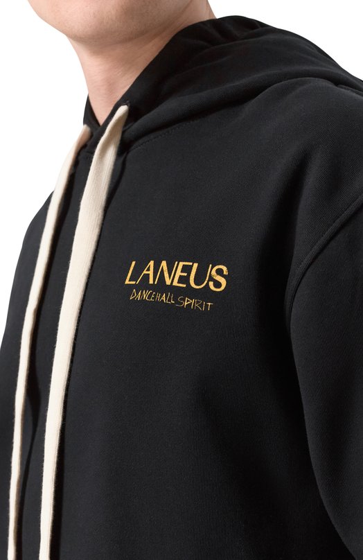 Хлопковое худи Laneus S6LAMAHS198 Чёрный  S6LAMAHS198 Фото 5