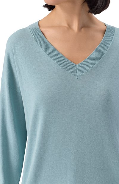 Пуловер из шелка и хлопка WEEKEND MAX MARA бирюзового цвета по цене 27950 руб., арт. RANIA, фото 5 Пуловер из шелка и хлопка WEEKEND MAX MARA, арт. RANIA, фото 5