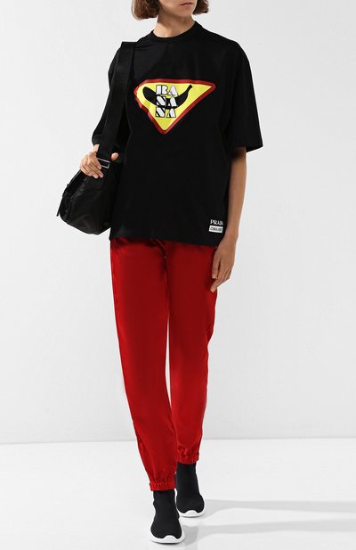 Хлопковая футболка с круглым вырезом и принтом PRADA, арт. 35976-1SEX-F0002, фото 2