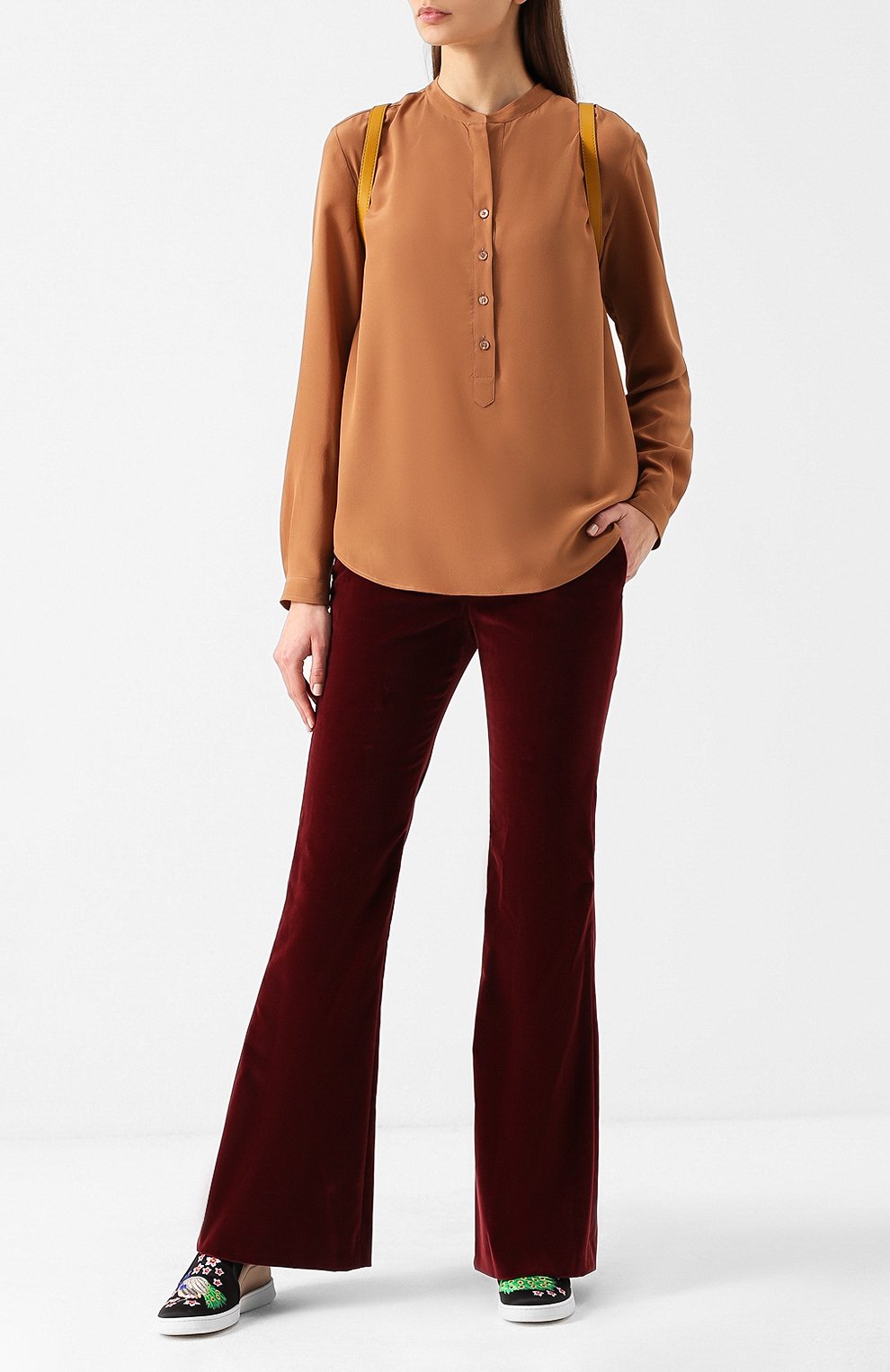 Прямая шелковая блуза с воротником-стойкой STELLA MCCARTNEY, арт. 358313/SY206, фото 2