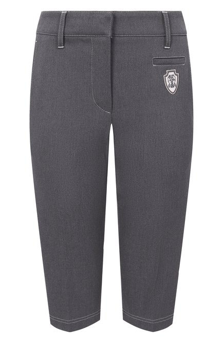 Женские хлопковые шорты BRUNELLO CUCINELLI серого цвета, арт. MA126P8869 | Фото 1 (Драгоценные камни: Проставлено; Материал сплава: Проставлено; Длина Ж (юбки, платья, шорты): Миди; Материал внешний: Хлопок)