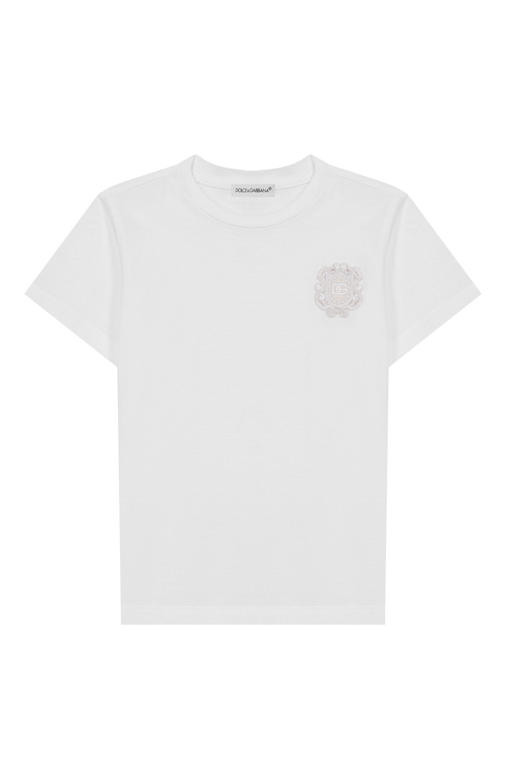 Хлопковая футболка DOLCE & GABBANA белого цвета по цене 19950 руб., арт. L1JT7W/G7QK3, фото 1 Хлопковая футболка DOLCE & GABBANA, арт. L1JT7W/G7QK3, фото 1
