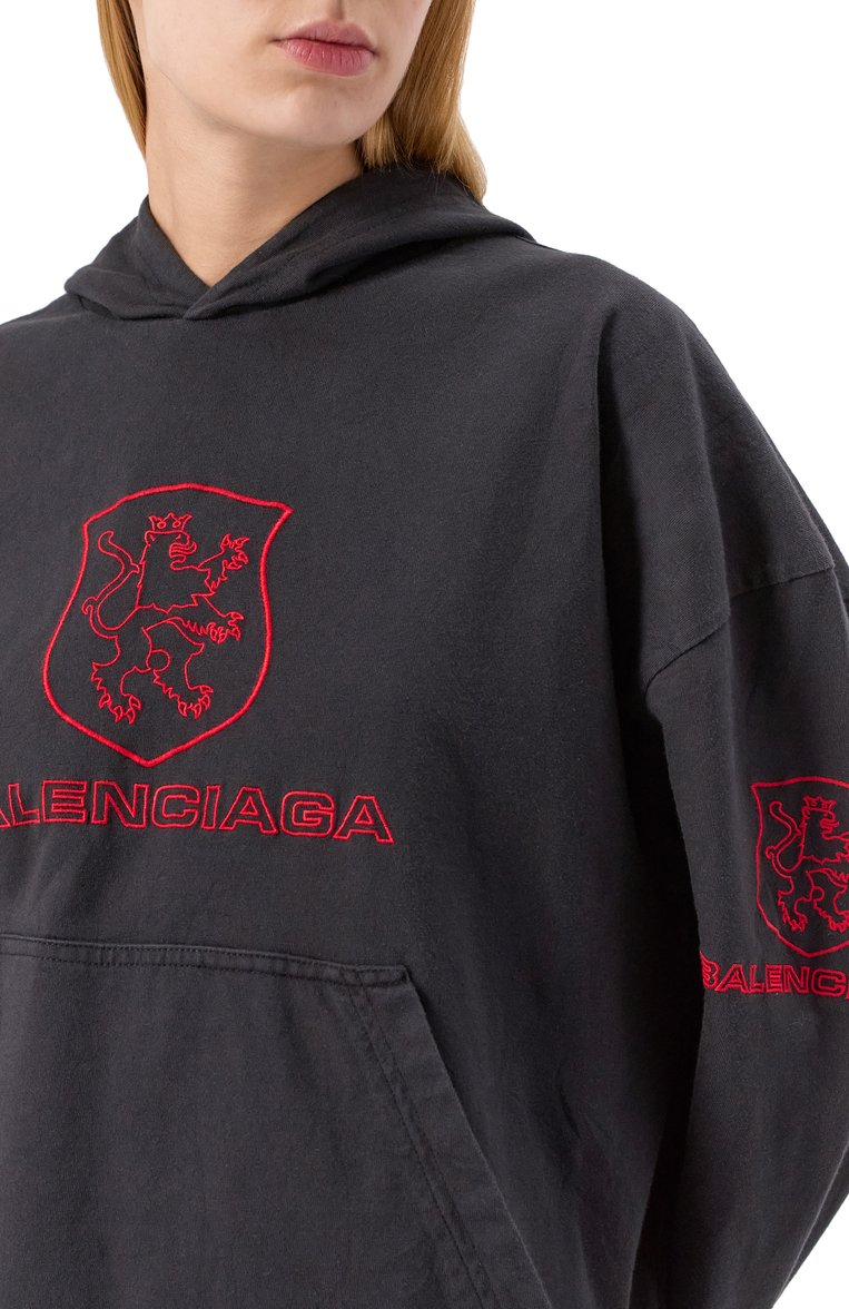 Мужской хлопковое худи BALENCIAGA черного цвета, арт. 807999/TRVR9 | Фото 10 (Материал внешний: Хлопок; Рукава: Длинные; Длина (для топов): Стандартные; Принт: С принтом; Мужское Кросс-КТ: Худи-одежда; Стили: Кэжуэл)