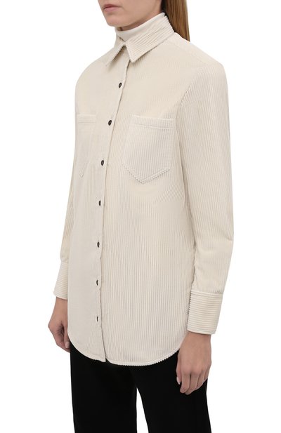 Вельветовая рубашка KITON кремового цвета по цене 94850 руб., арт. D52451K0598A, фото 3 Вельветовая рубашка KITON, арт. D52451K0598A, фото 3