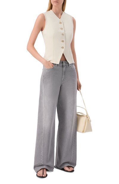 Хлопковый жилет 7 FOR ALL MANKIND кремового цвета по цене 29150 руб., арт. 7UK90G96-309, фото 2 Хлопковый жилет 7 FOR ALL MANKIND, арт. 7UK90G96-309, фото 2