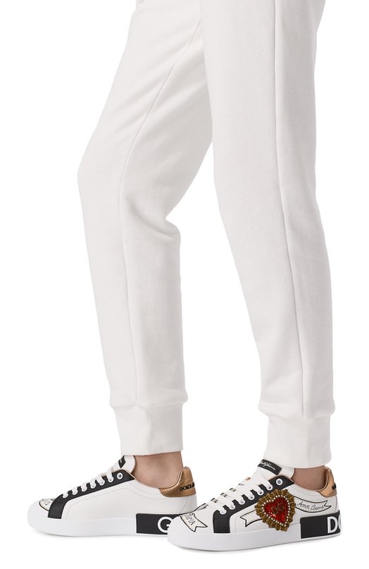Кожаные кеды Portofino с отделкой Dolce & Gabbana CK1544/AZ138 Белый  CK1544/AZ138 Фото 3