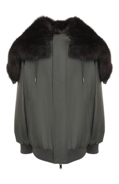 Женская шелковый бомбер с воротником из соболя MVST, арт. M25.1PW.0004/72392 SABLE