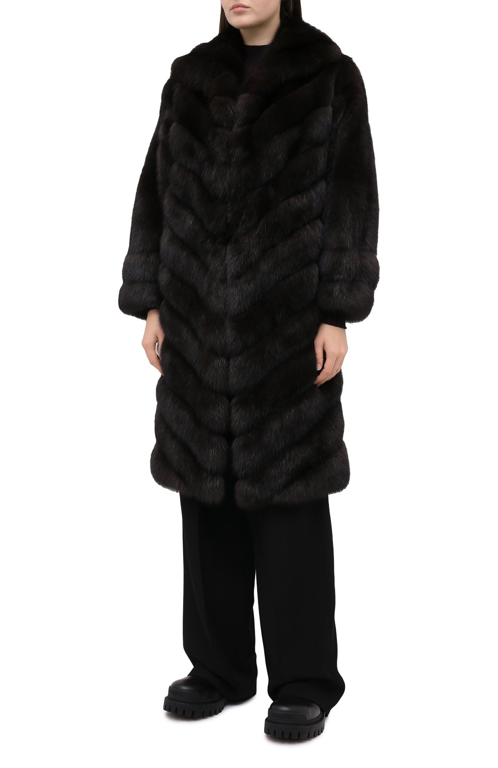 Шуба из меха соболя KITON темно-коричневого цвета по цене 8805000 руб., арт. D50586X04R72, фото 4 Шуба из меха соболя KITON, арт. D50586X04R72, фото 4