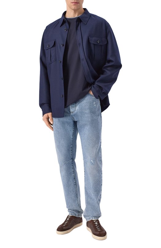 Хлопковая футболка Brunello Cucinelli M0B137427 Синий  M0B137427 Фото 2