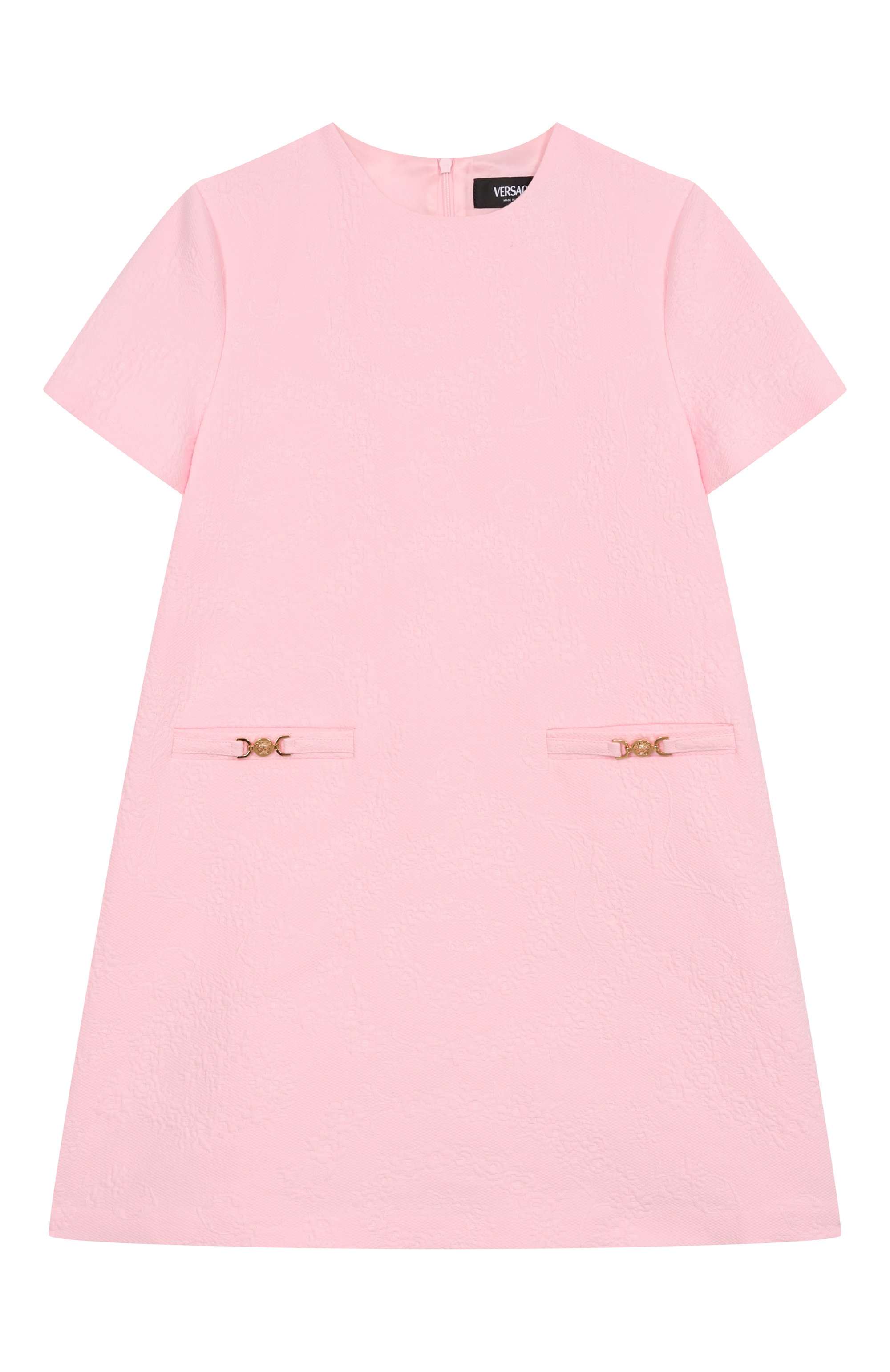 Хлопковое платье VERSACE светло-розового цвета по цене 52250 руб., арт. 1018134/1A13174/8A-14A, фото 1 Хлопковое платье VERSACE, арт. 1018134/1A13174/8A-14A, фото 1