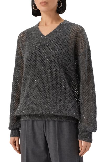 Пуловер из шерсти и хлопка BRUNELLO CUCINELLI, арт. MPS732412P, фото 3