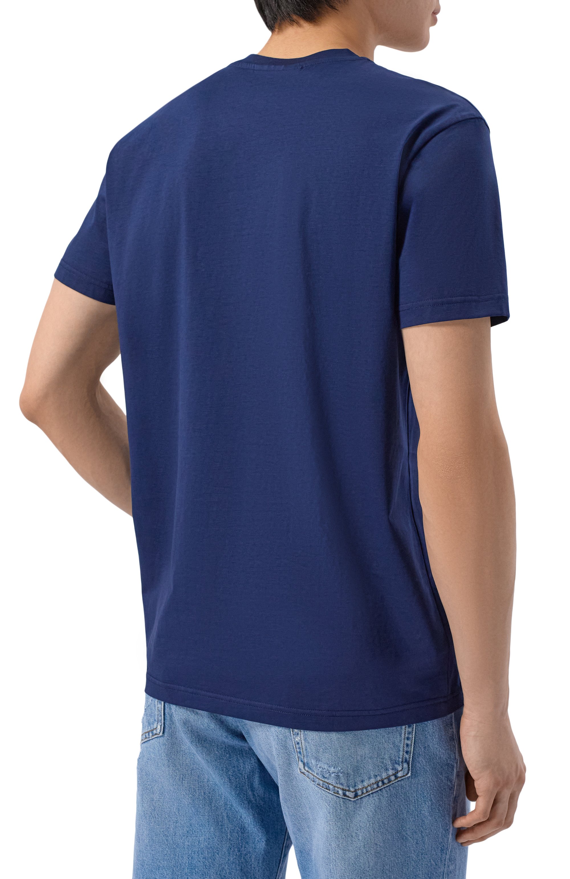 Хлопковая футболка PHILIPP PLEIN синего цвета по цене 43950 руб., арт. SAFC MTK8843 PJY002N, фото 4 Хлопковая футболка PHILIPP PLEIN, арт. SAFC MTK8843 PJY002N, фото 4