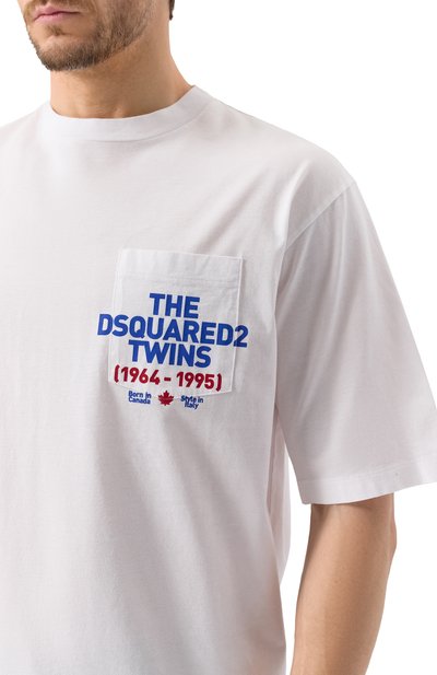Хлопковая футболка DSQUARED2 белого цвета по цене 35150 руб., арт. S74GD1407/S23009, фото 5 Хлопковая футболка DSQUARED2, арт. S74GD1407/S23009, фото 5