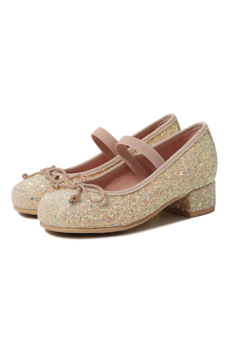 Детские туфли PRETTY BALLERINAS золотого цвета, арт. 48807 | Фото 1 (Нос: Не проставлено; Материал внутренний: Натуральная кожа; Материал внешний: Текстиль)