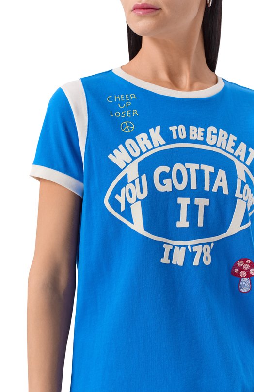 Хлопковая футболка Mother 81601-1574 Синий  81601-1574 Фото 5