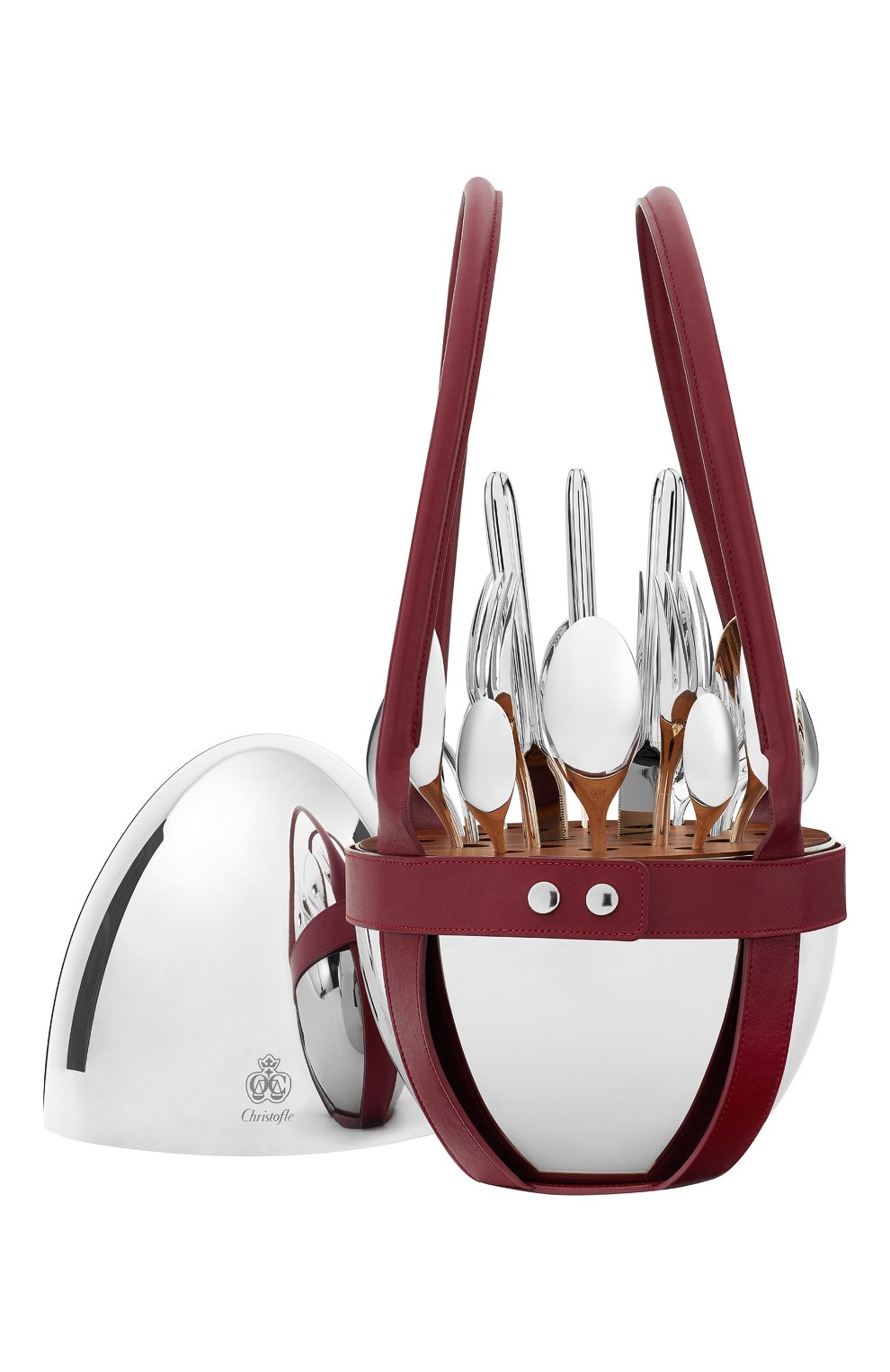 Кожаный держатель для набора mood CHRISTOFLE бордового цвета по цене 63800 руб., арт. 07753299, фото 4 Кожаный держатель для набора mood CHRISTOFLE, арт. 07753299, фото 4