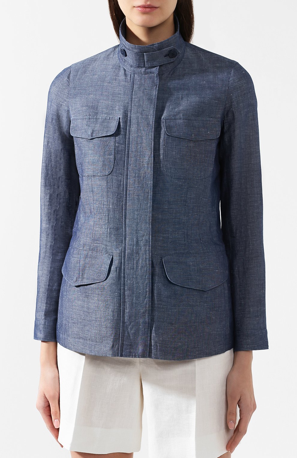 Жакет из смеси льна и хлопка LORO PIANA синего цвета по цене 199500 руб., арт. FAI5977, фото 3 Жакет из смеси льна и хлопка LORO PIANA, арт. FAI5977, фото 3