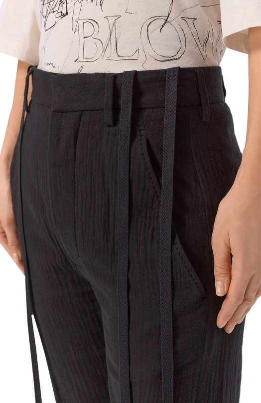Хлопковые брюки Ann Demeulemeester B0010192/FA718 Чёрный  B0010192/FA718 Фото 5