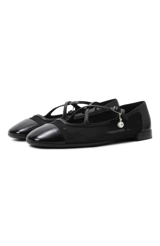 Комбинированные балетки Eleri Jimmy Choo ELERIBALLERINARIQ Чёрный ELERIBALLERINARIQ