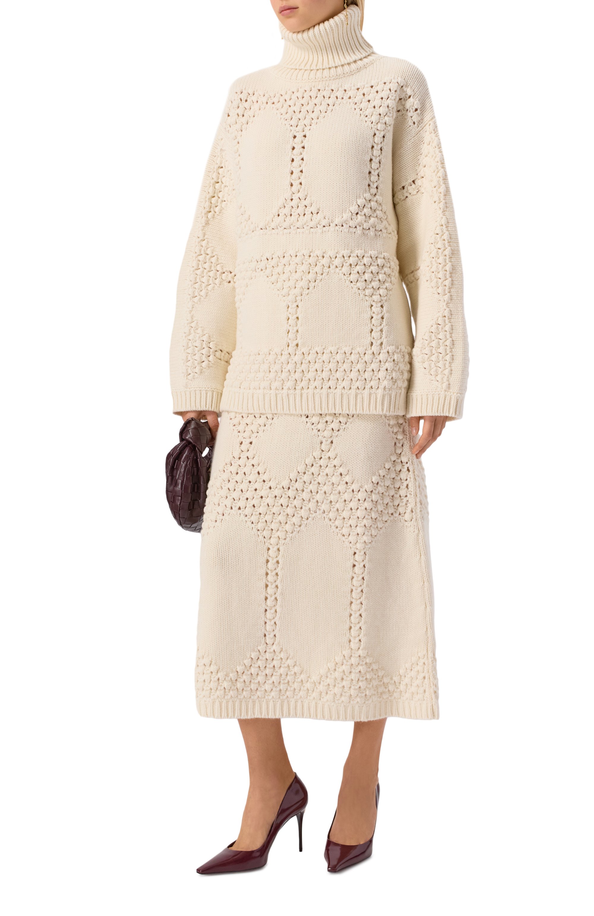 Юбка из шерсти и кашемира ELIE SAAB кремового цвета по цене 279000 руб., арт. SK240NF25/CK011, фото 2 Юбка из шерсти и кашемира ELIE SAAB, арт. SK240NF25/CK011, фото 2