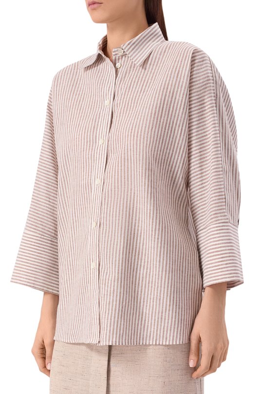 Рубашка изо льна и хлопка Pietro Brunelli CA2514/LI0028 Коричневый  CA2514/LI0028 Фото 3