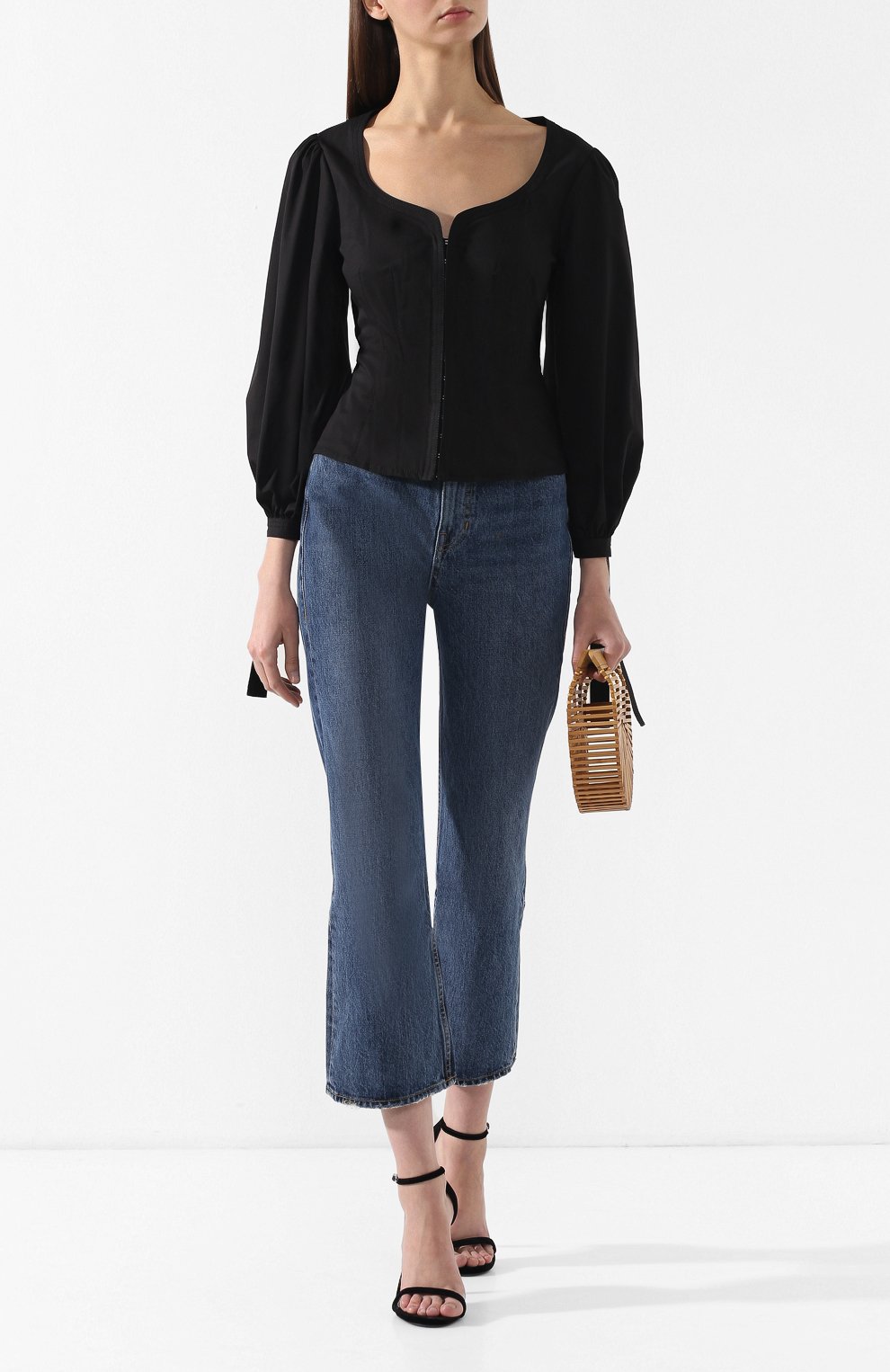 Хлопковая блузка PROENZA SCHOULER черного цвета по цене 44750 руб., арт. R1914041-SC037, фото 2 Хлопковая блузка PROENZA SCHOULER, арт. R1914041-SC037, фото 2