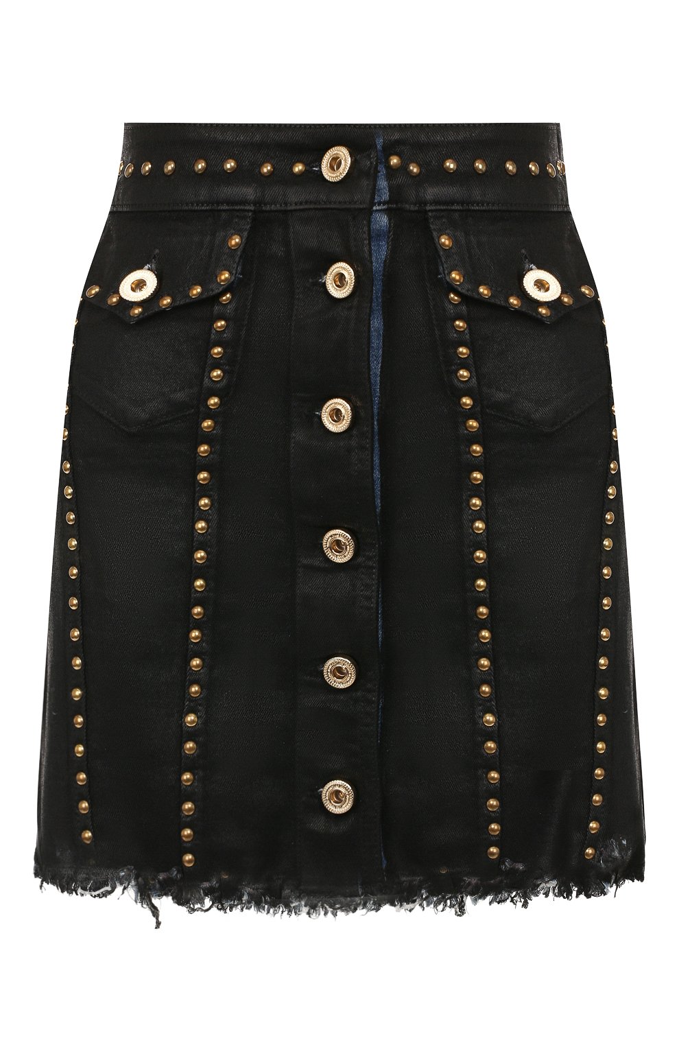 Джинсовая юбка VERSACE JEANS COUTURE синего цвета по цене 43350 руб., арт. A9HUA317-UDP806/A0J3D, фото 1 Джинсовая юбка VERSACE JEANS COUTURE, арт. A9HUA317-UDP806/A0J3D, фото 1