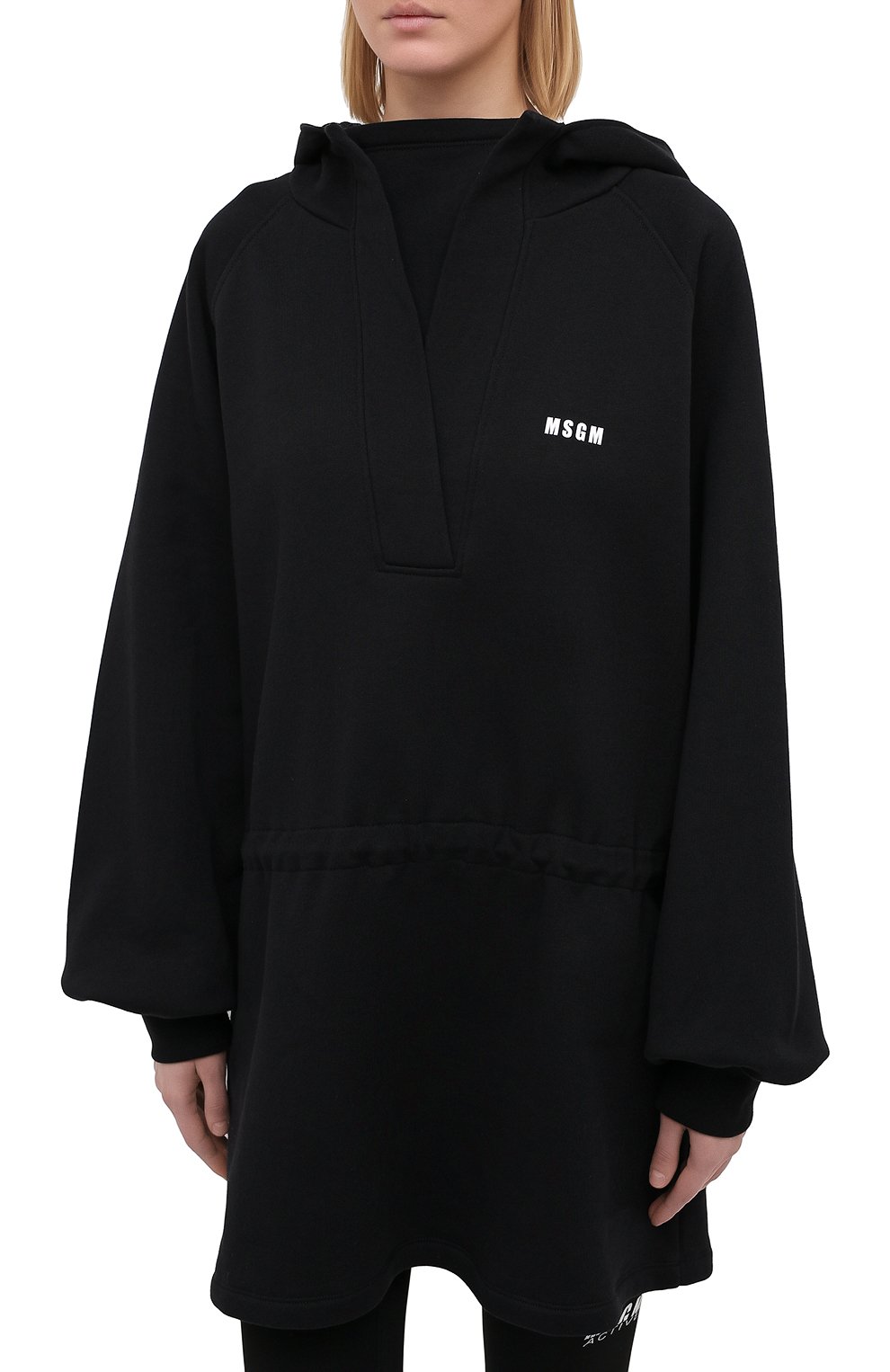 Хлопковое платье MSGM черного цвета по цене 29550 руб., арт. 2942MDH160 207999, фото 3 Хлопковое платье MSGM, арт. 2942MDH160 207999, фото 3