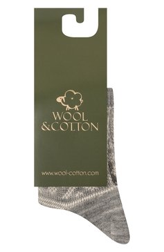 Детс�кие шерстяные носки WOOL&COTTON серого цвета, арт. NNRU-SN | Фото 1 (Материал: Текстиль, Шерсть)