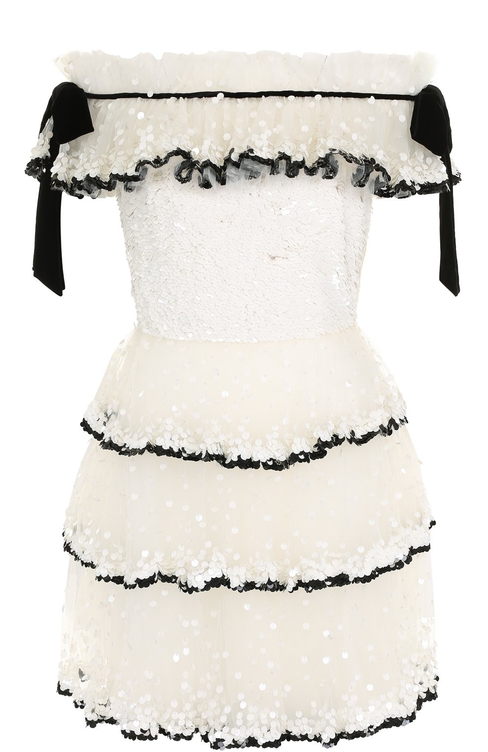 Приталенное мини-платье с открытыми плечами и пайетками VALENTINO, арт. QB2VAIH01ED, фото 1