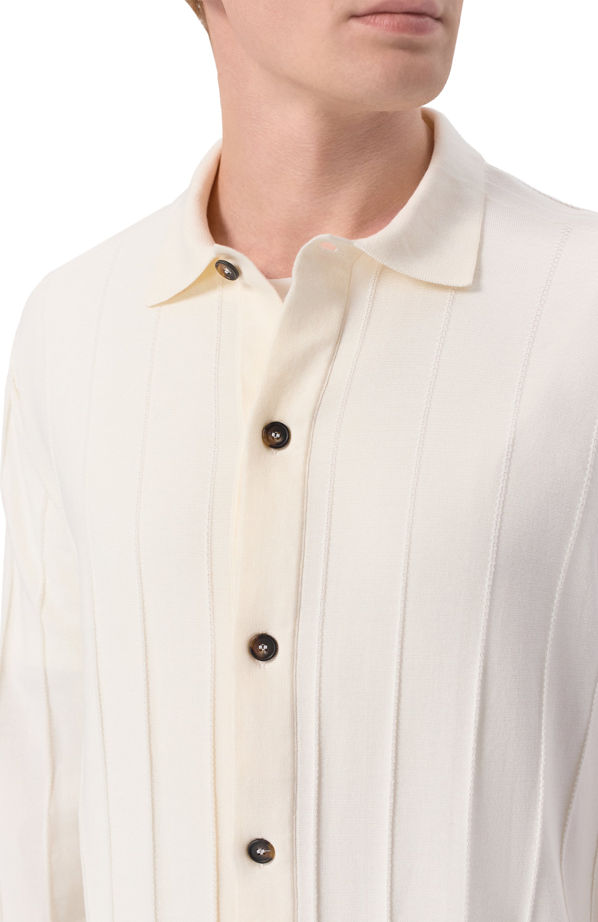 Кардиган из хлопка и шелка KITON кремового цвета по цене 208500 руб., арт. UMM078001, фото 5 Кардиган из хлопка и шелка KITON, арт. UMM078001, фото 5